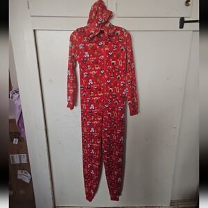 Red Hooded Women's Pajama Onesie